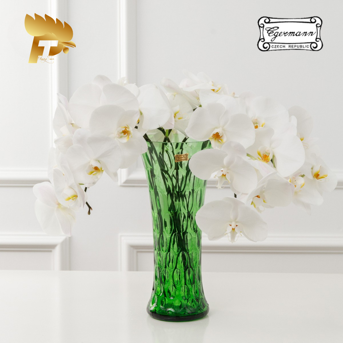 LỌ HOA PHA LÊ MÀU XANH OPTIKA CHO NGƯỜI MỆNH MỘC CAO 30 CM 4 8712E 30 25 55 1