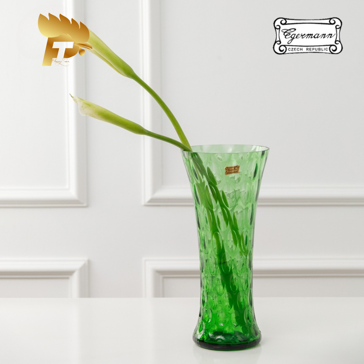 LỌ HOA PHA LÊ MÀU XANH OPTIKA CHO NGƯỜI MỆNH MỘC CAO 30 CM 10 8712E 30 25 55 2
