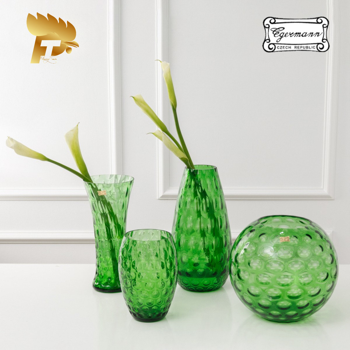LỌ HOA PHA LÊ MÀU XANH OPTIKA CHO NGƯỜI MỆNH MỘC CAO 30 CM 5 8712E 30 25 55 4