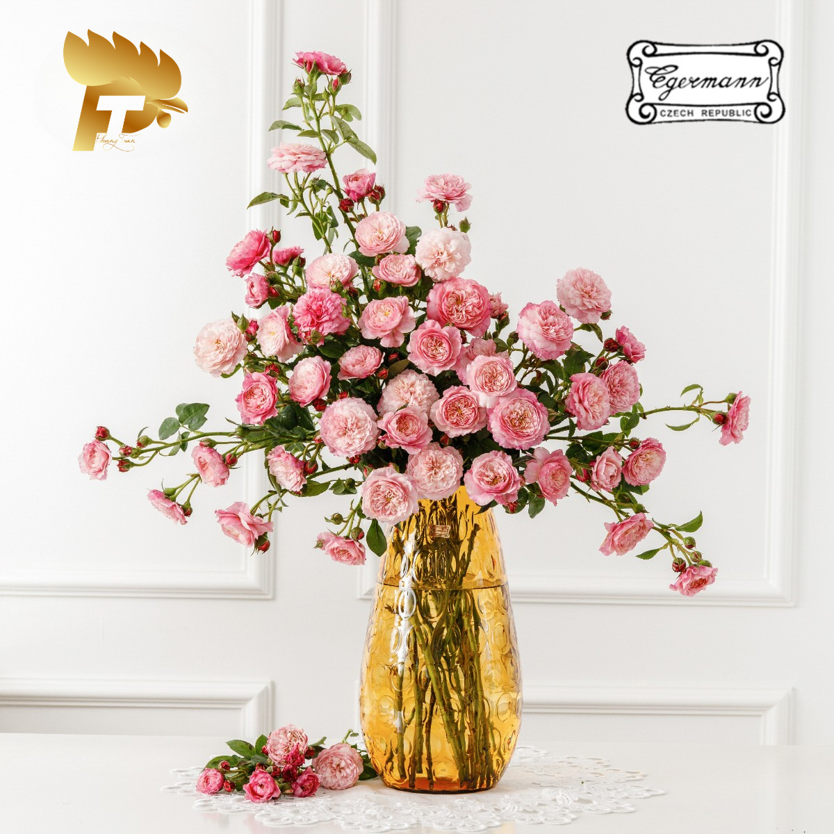 LỌ HOA PHA LÊ MÀU VÀNG OPTIKA CHO NGƯỜI MỆNH THỔ CAO 30 CM 6 8764E 30 25 85 5