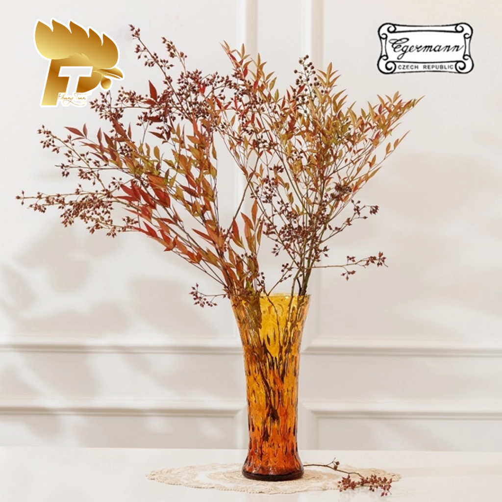 LỌ HOA PHA LÊ MÀU VÀNG OPTIKA CHO NGƯỜI MỆNH THỔ CAO 30 CM