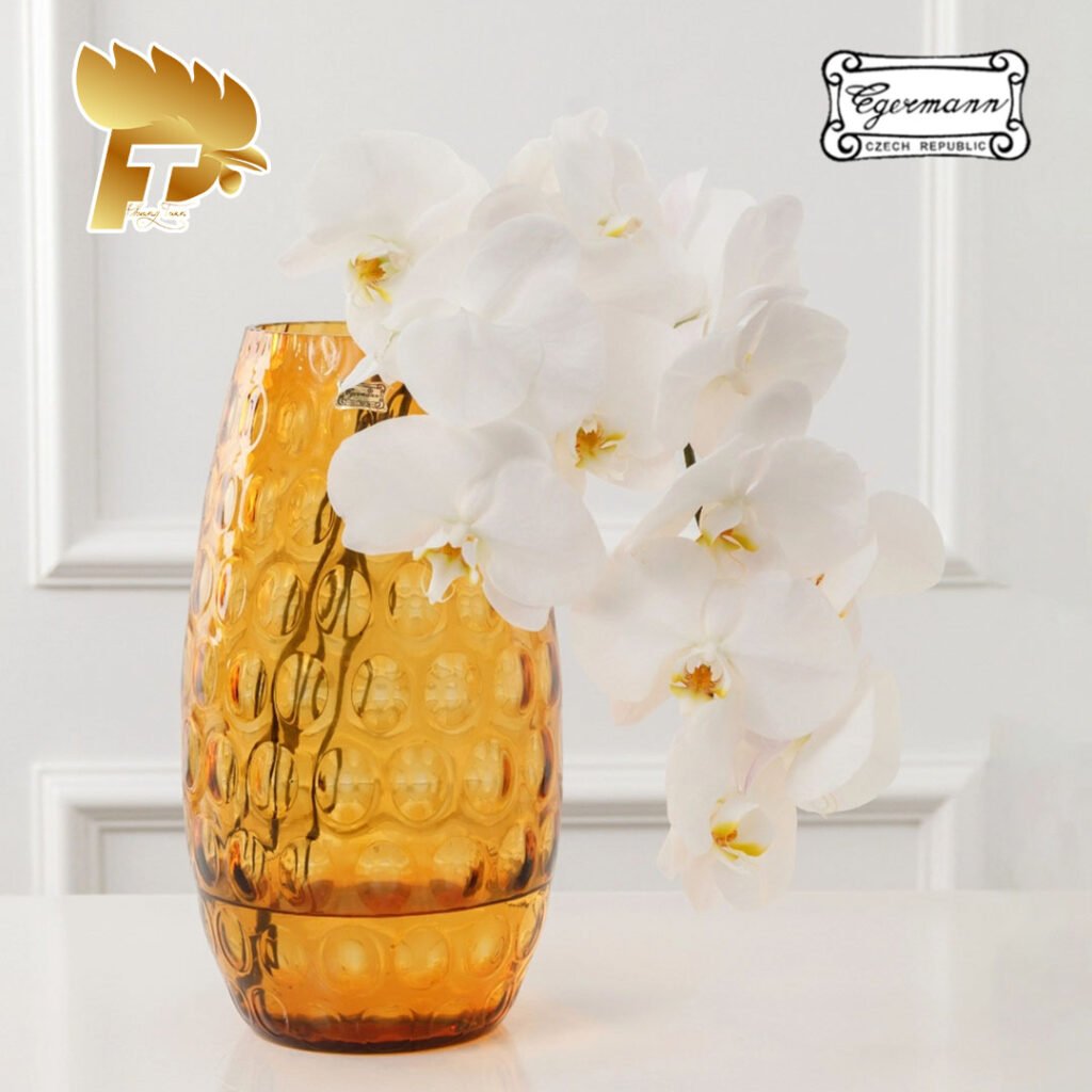 LỌ HOA PHA LÊ MÀU VÀNG OPTIKA CHO NGƯỜI MỆNH THỔ CAO 30 CM