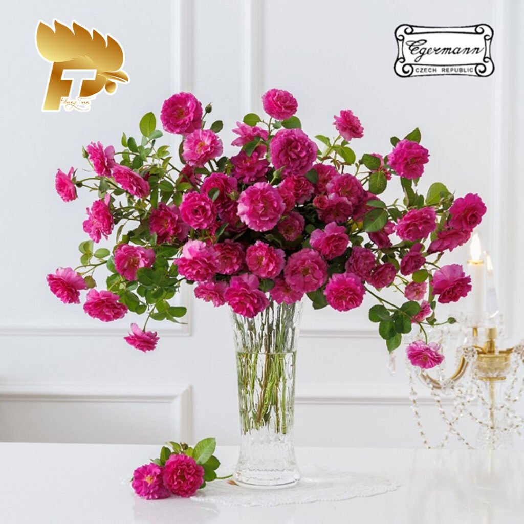 LỌ HOA PHA LÊ MÀU TRẮNG OPTIKA CHO NGƯỜI MỆNH KIM CAO 30 CM